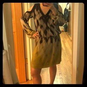 Leifsdottir Ikat Cold Shoulder Silk Dress